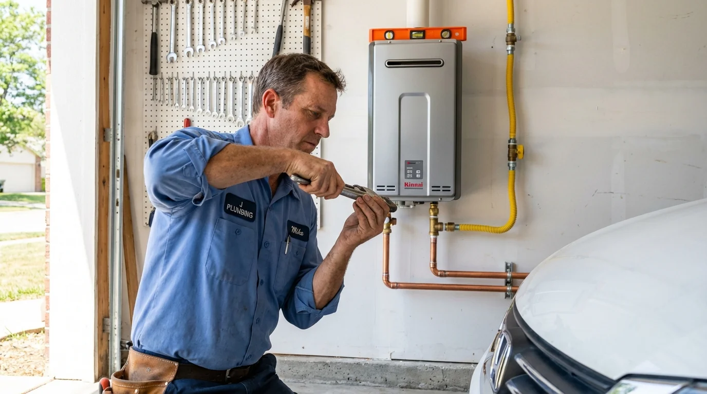 Tankless water heater installation by a Johns Plumbing LLC plumber in Crownsville
